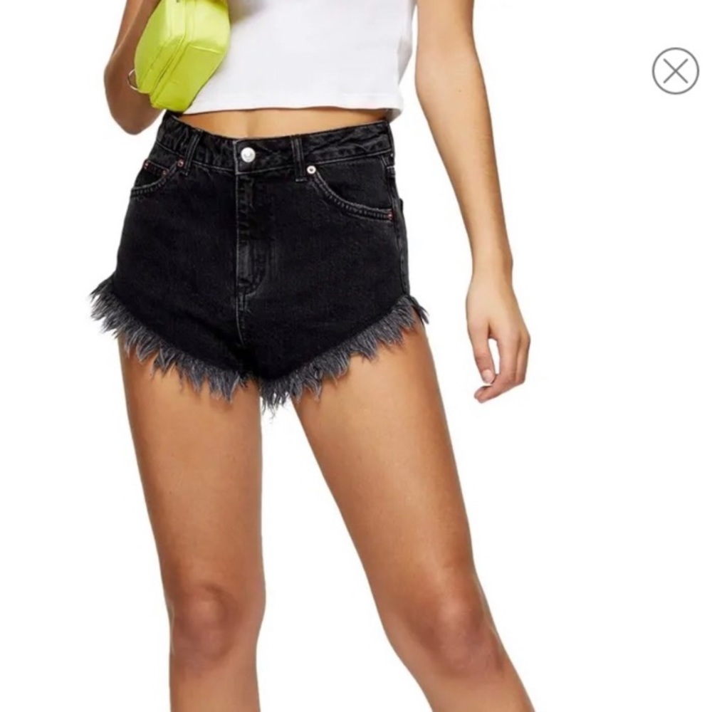 Topshop Kiri Frayed Denim Shorts